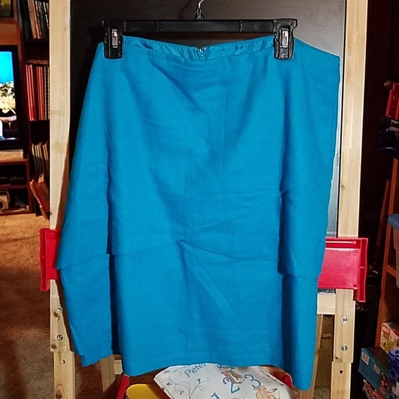 Cato Dark Blue Teal Layered Front 16 Lined Skirt - Picture 1 of 4